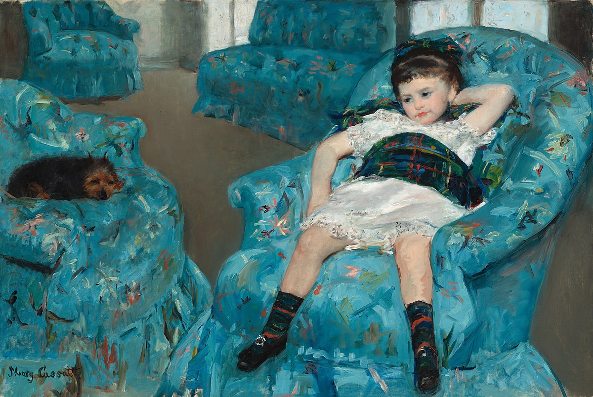 نقاشی های معروف امپرسیونیسم (دختر بچه و صندلی راحتی آبی اثر مری کاسات، 1878)